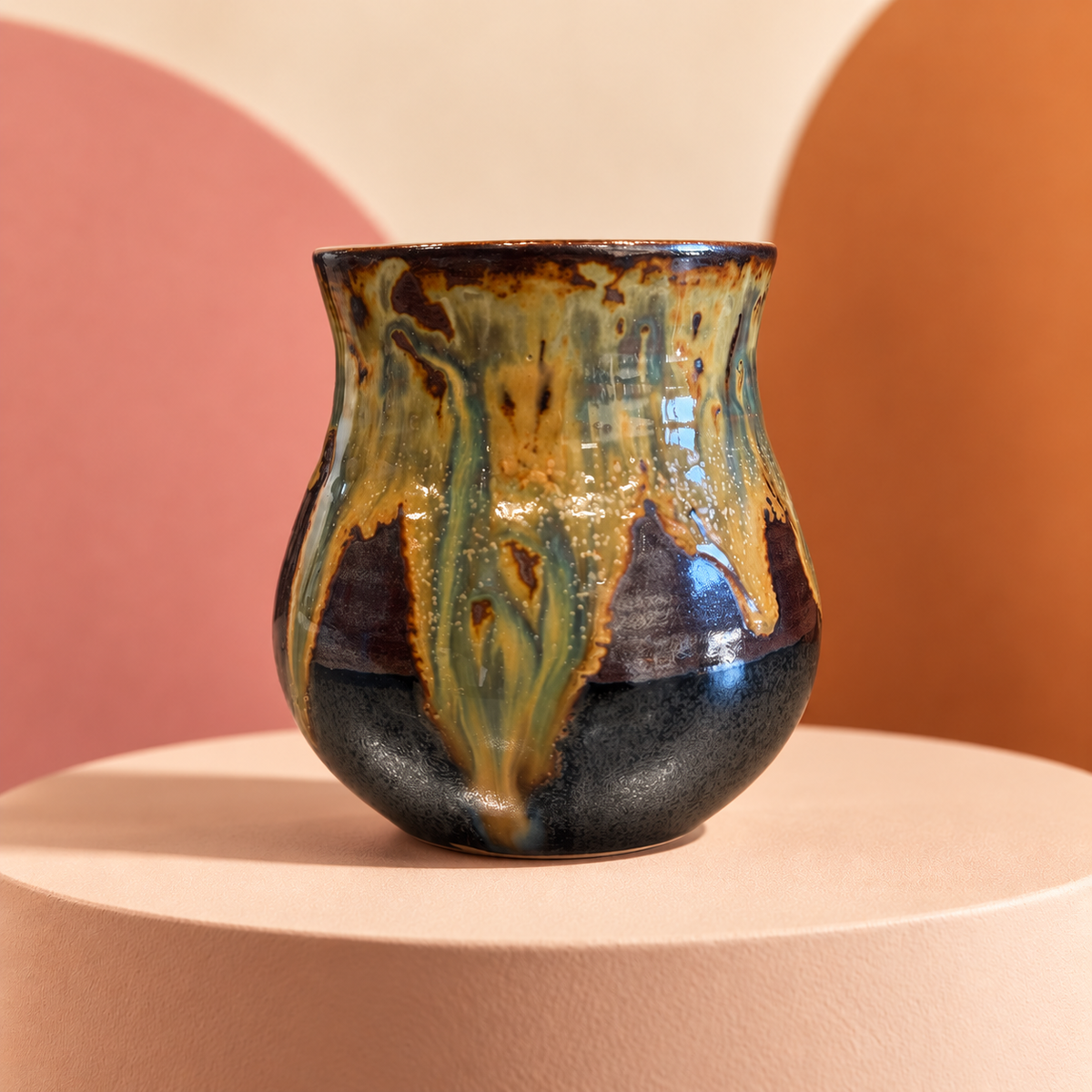 Mugg med mörk glasyr, vänster sida