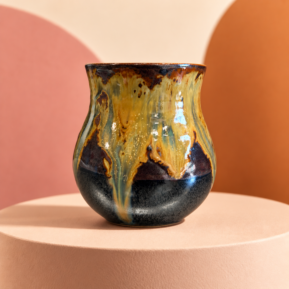 Mugg med mörk glasyr, höger sida