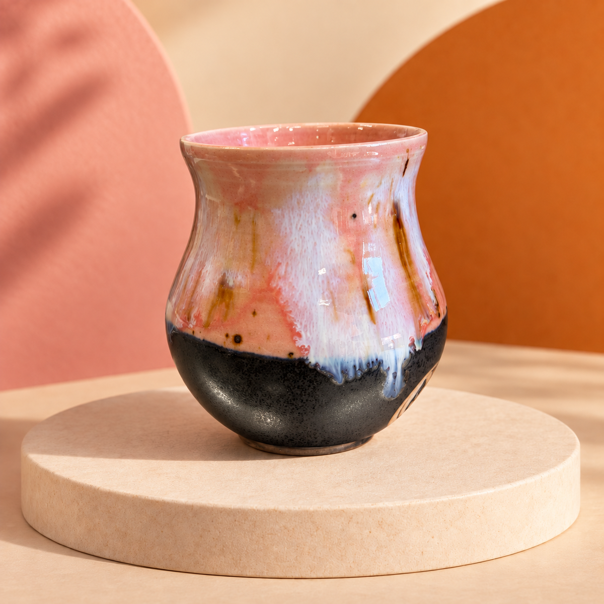 Mugg med rosa glasyr, baksida