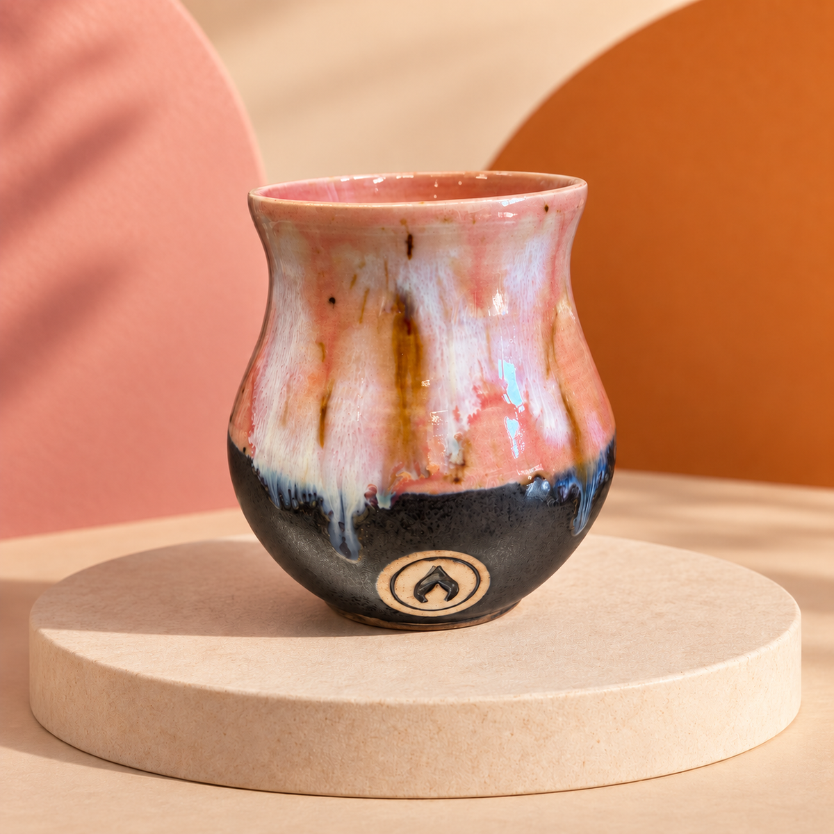 Mugg med rosa glasyr, vänster sida