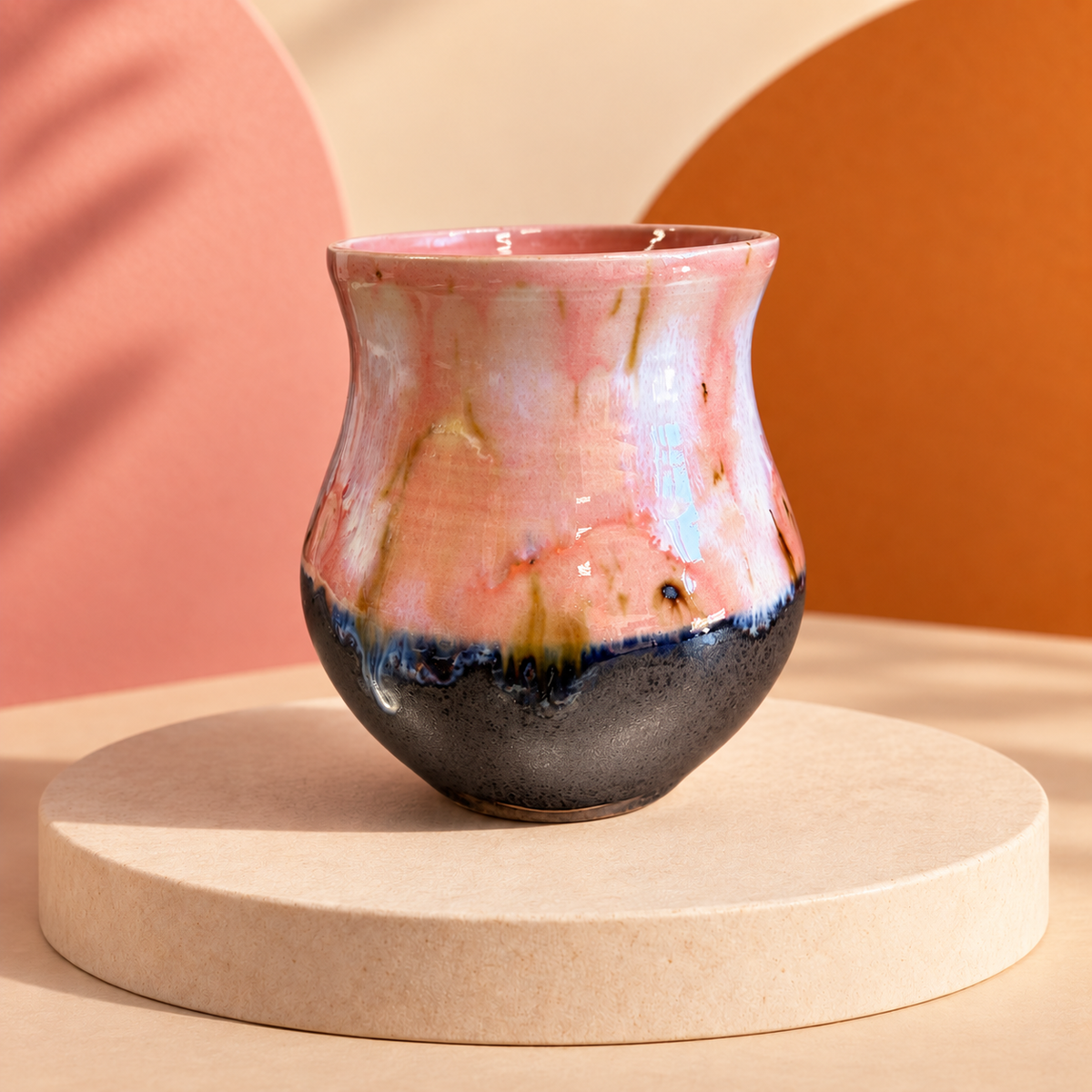 Mugg med rosa glasyr, höger sida