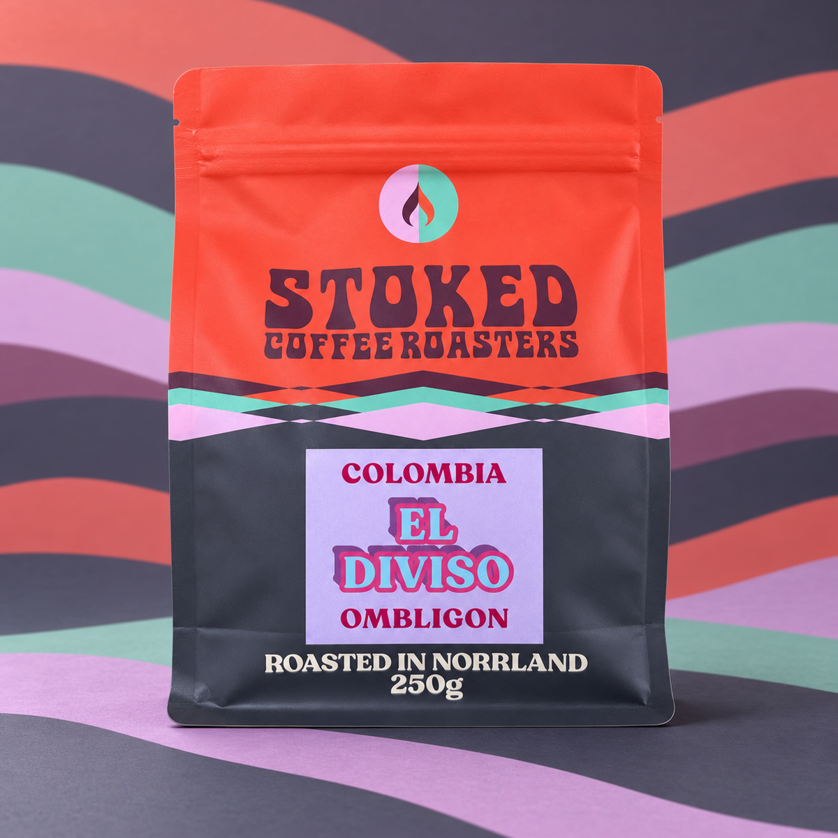 El Diviso Ombligon 250 g bag, front V2 mockup