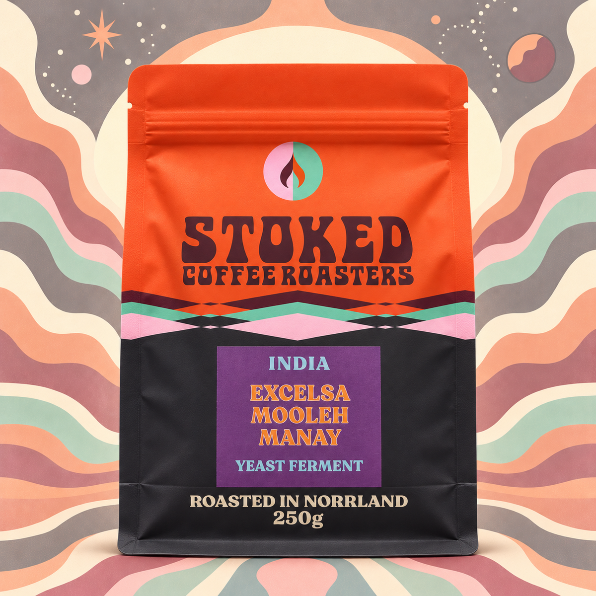 Mooleh Manay Excelsa coffee bag front mockup – V2