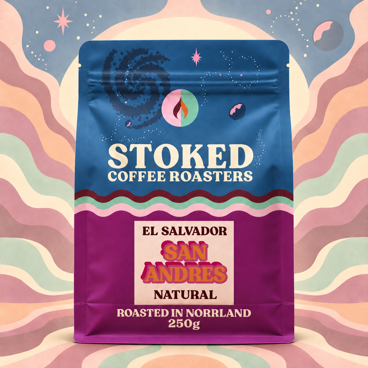 El Salvador Finca San Andrés SL28 Natural coffee bag front mockup – V2