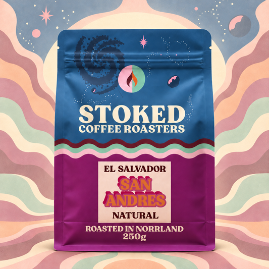 El Salvador Finca San Andrés SL28 Natural coffee bag front mockup – V2