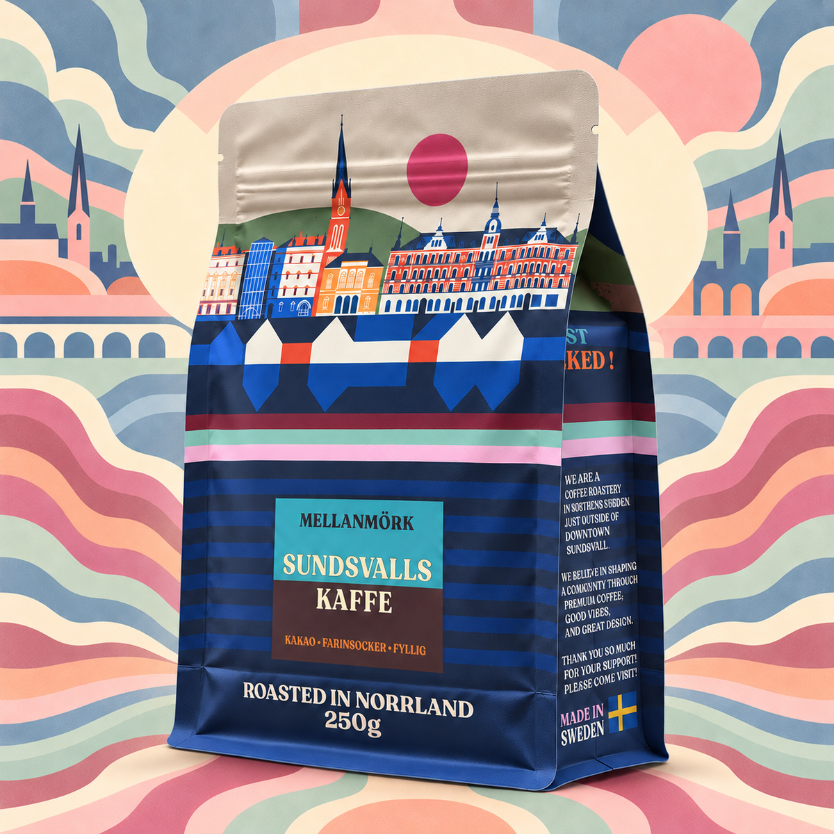 Sundsvallskaffe coffee bag side mockup – V2