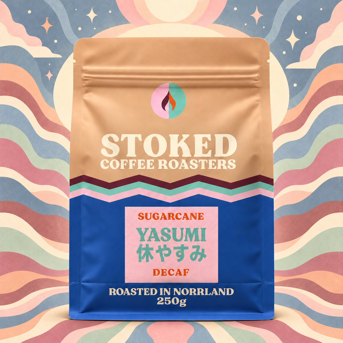 Yasumi Sugarcane Decaf coffee bag front mockup – V2