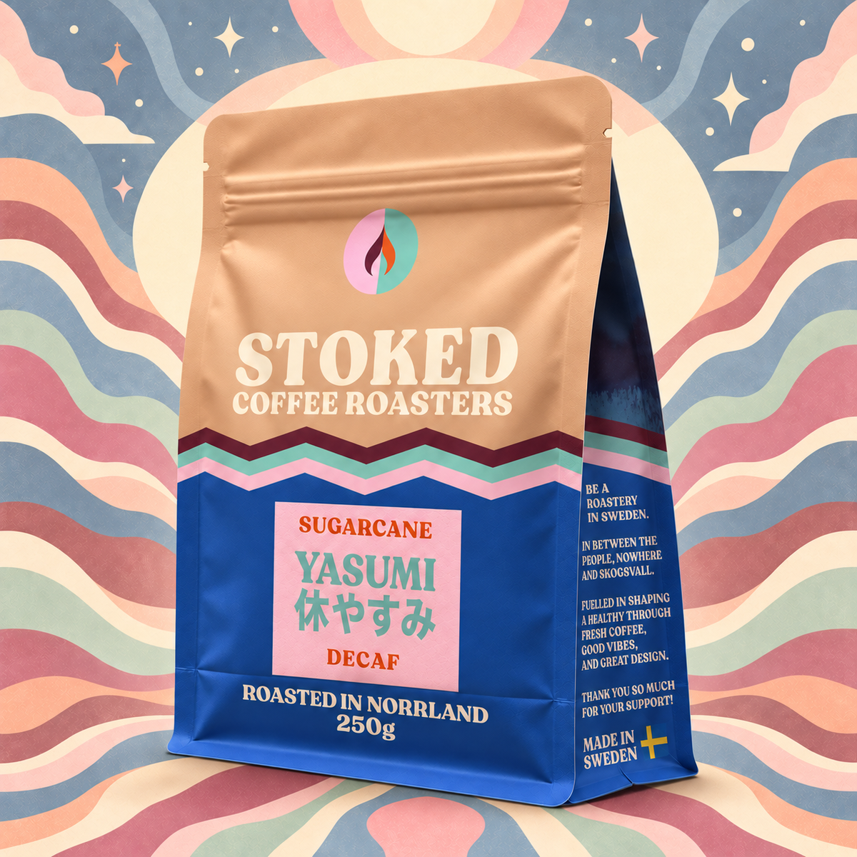 Yasumi Sugarcane Decaf coffee bag side mockup – V2